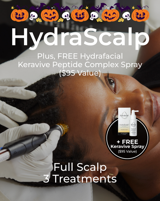Three (3) Treatments of HydraScalp - Full Scalp + Get FREE HydraFacial Keravive Peptide Complex Spray ($95 Value)