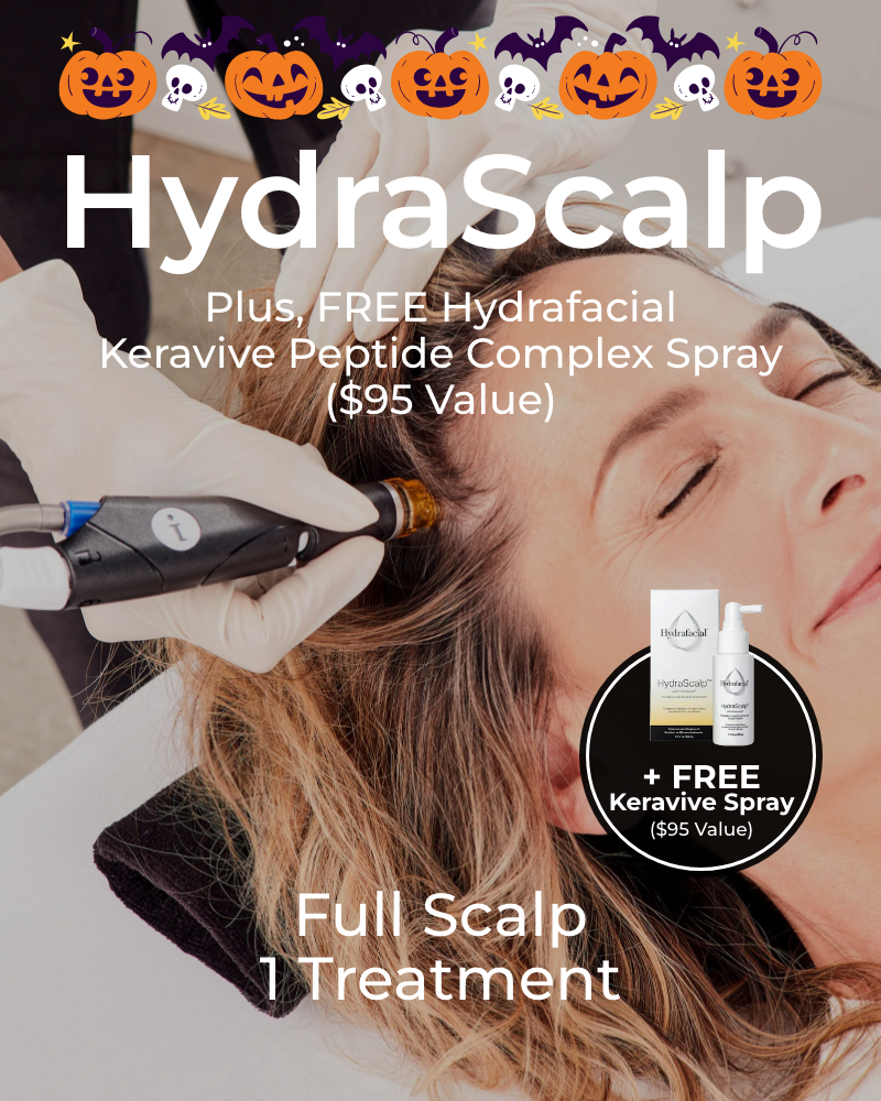 One (1) Treatment of HydraScalp - Full Scalp + Get FREE HydraFacial Keravive Peptide Complex Spray ($95 Value)