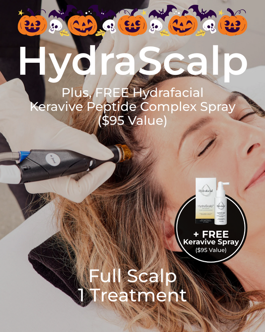 One (1) Treatment of HydraScalp - Full Scalp + Get FREE HydraFacial Keravive Peptide Complex Spray ($95 Value)