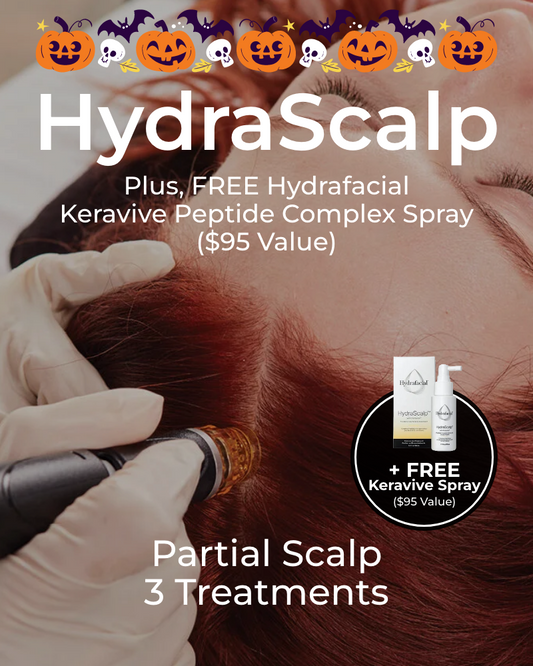 Three (3) Treatments of HydraScalp - Partial Scalp + Get FREE HydraFacial Keravive Peptide Complex Spray ($95 Value)