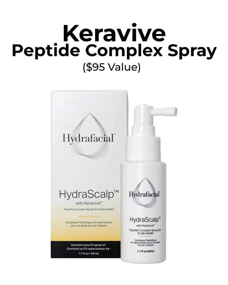 Three (3) Treatments of HydraScalp - Partial Scalp + Get FREE HydraFacial Keravive Peptide Complex Spray ($95 Value)