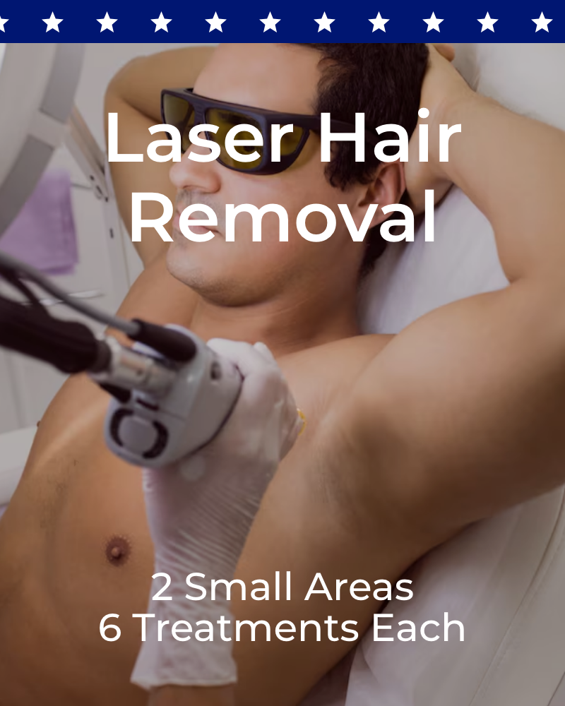Six (6) Laser Hair Removal Treatments for 2 Small Areas - Total 12 Treatments