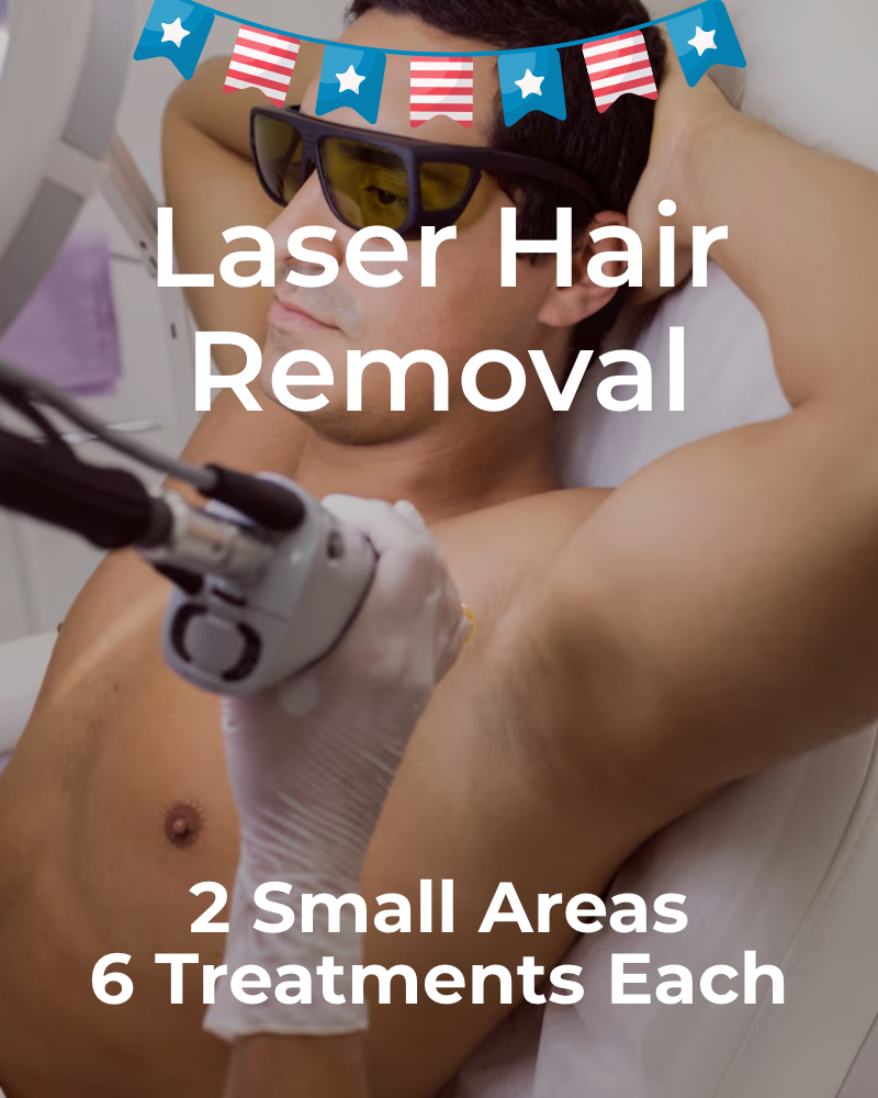 Six (6) Laser Hair Removal Treatments for 2 Small Areas - Total 12 Treatments