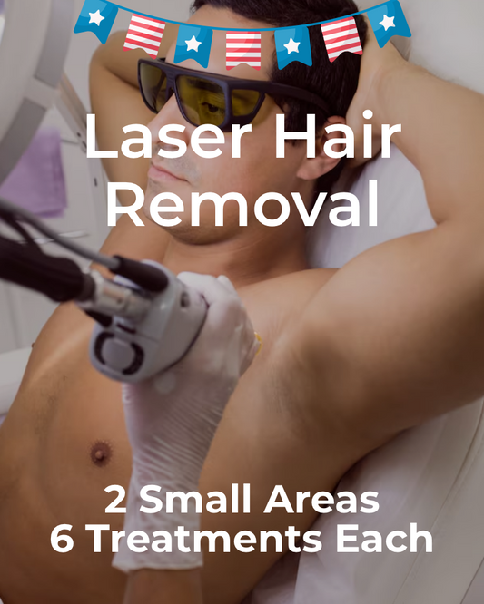 Six (6) Laser Hair Removal Treatments for 2 Small Areas - Total 12 Treatments