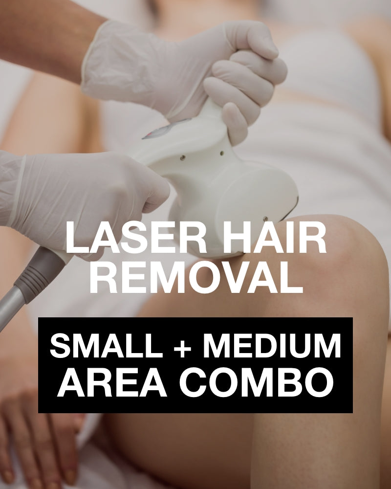Service Voucher - Three (3) Laser Hair Removal Treatments for a Medium + Small Area Combo